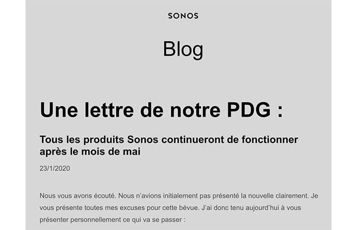 sonos blog lettre pdg