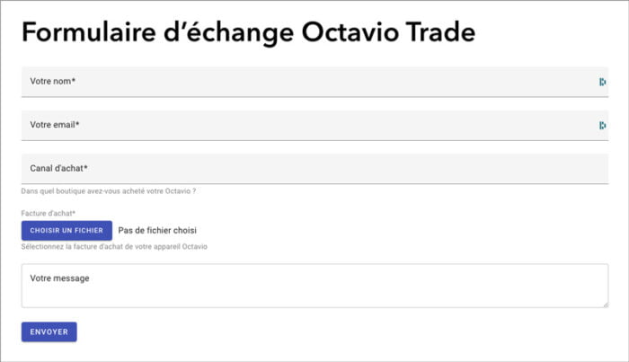 octavio trade formulaire