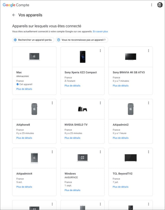 Comment supprimer un appareil connecté à votre compte Google ?
