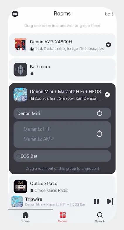 HEOS app 3.1 room