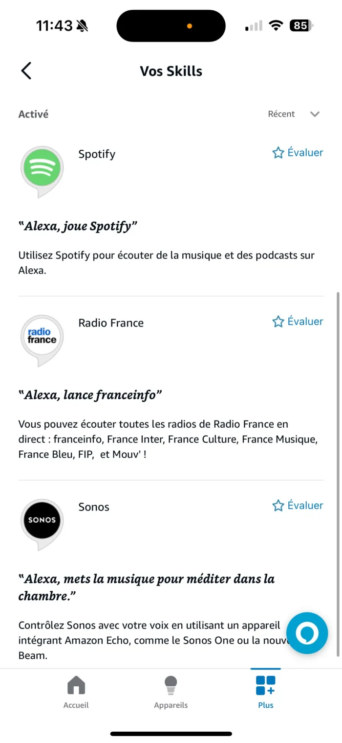 Amazon Alexa app supprimer une skill