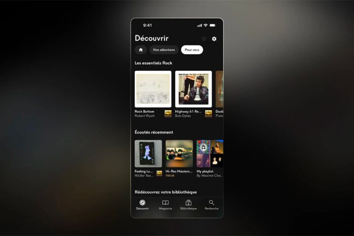 Nouvelle page Découvrir dans l'app Qobuz